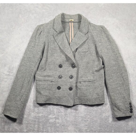 J Crew Wool Blazer Women Size 8 Gray Double Breasted Casual Career Office Preppy - Picture 1 of 15